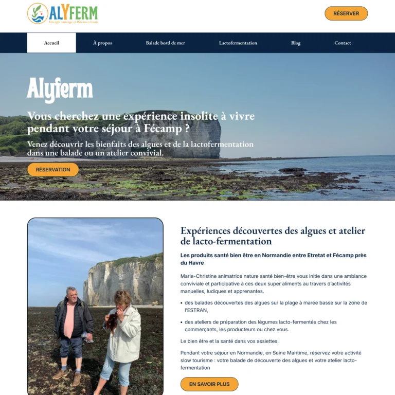 Aperçu du site vitrine réalisé pour Alyferm par Pierre Levacher, webmaster freelance à Fécamp