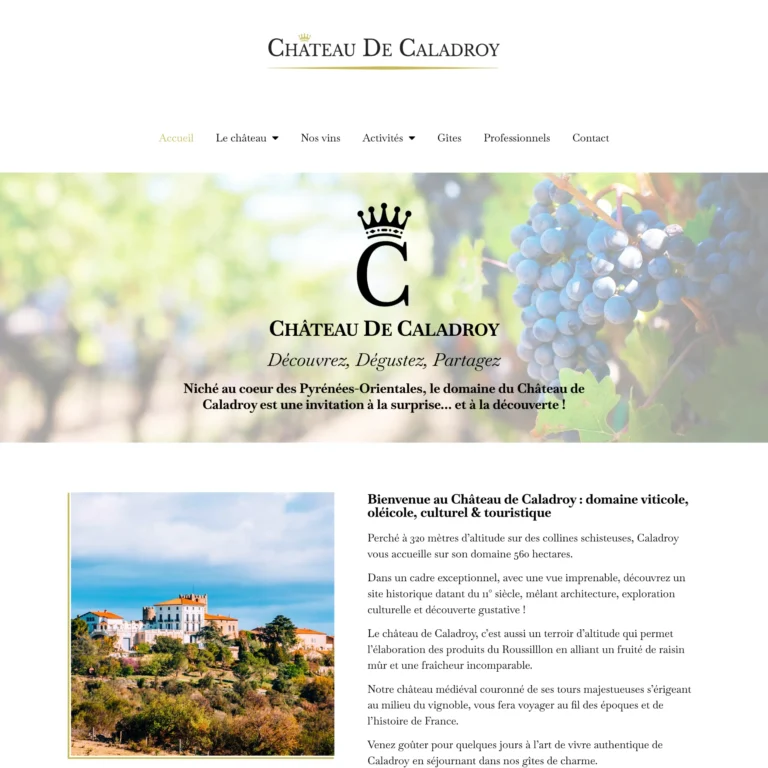 Aperçu de la boutique en ligne réalisée pour le Château de Caladroy par Pierre Levacher, webmaster freelance à Fécamp