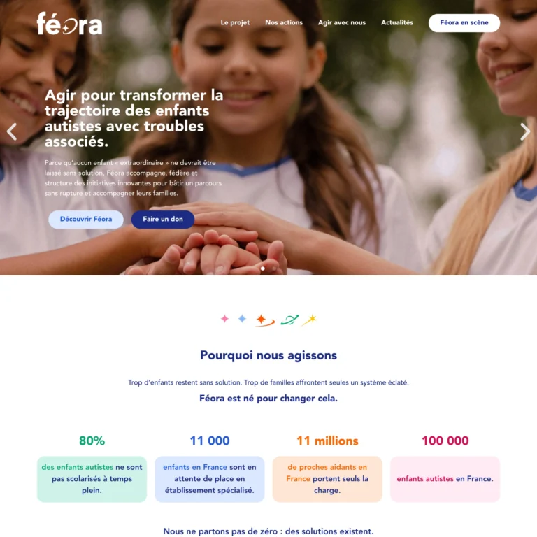Aperçu du site vitrine réalisé pour Féora par Pierre Levacher, webmaster freelance à Fécamp