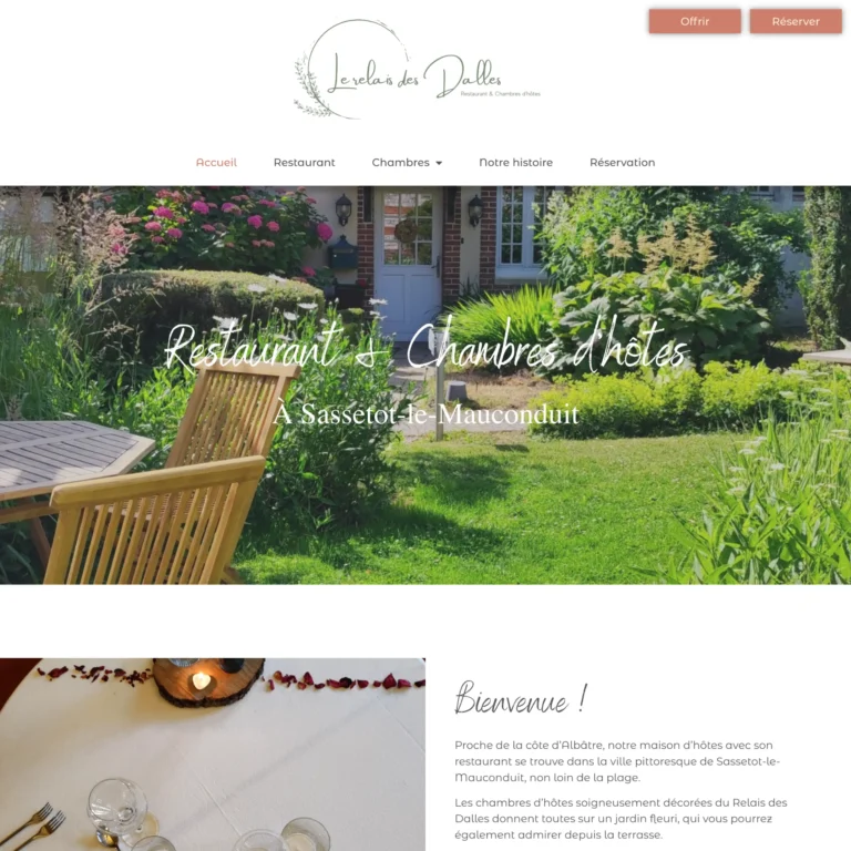 Aperçu du site vitrine réalisé pour Le Relais des Dalles par Pierre Levacher, webmaster freelance à Fécamp