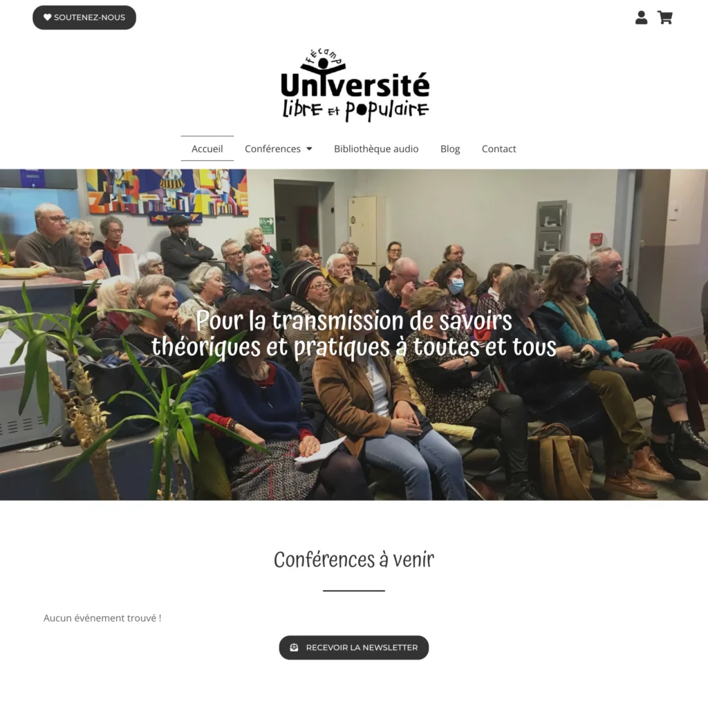 Aperçu du site réalisé pour l'Université Populaire de Fécamp par Pierre Levacher, webmaster freelance à Fécamp