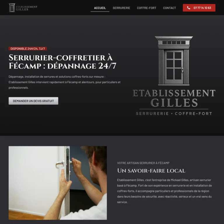 Aperçu du site vitrine réalisé pour Etablissement Gilles par Pierre Levacher, webmaster freelance à Fécamp